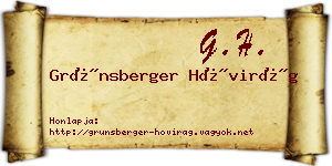 Grünsberger Hóvirág névjegykártya